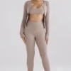 Mitzi Taupe ribbestrikkede Leggings