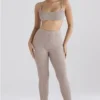 Mitzi Taupe ribbestrikkede Leggings