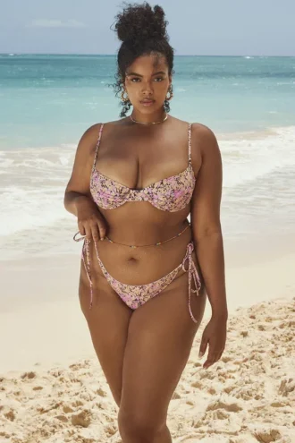 Monaco Olive Floral BH-topp med bøyle for bikinier