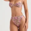 Mykonos Olive Floral bikinier med høy midje som underdel