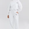Muse hvit bomulls-fleece-hettegenser