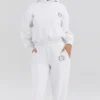 Muse hvit bomulls-fleece-hettegenser