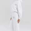 Muse hvit bomulls-fleece-hettegenser