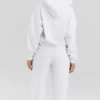 Muse hvit bomulls-fleece-hettegenser