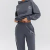 Muse Slate bomullsfleece-hettegenser