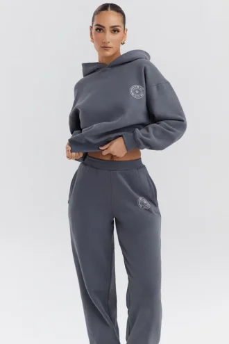 Muse Slate bomullsfleece-hettegenser