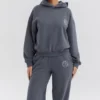 Muse Slate bomullsfleece-hettegenser