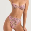 Mykonos Olive Floral bikinier med høy midje som underdel