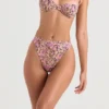 Mykonos Olive Floral bikinier med høy midje som underdel