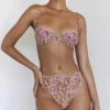 Mykonos Olive Floral bikinier med høy midje som underdel