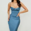 Myrna Aegean Blue korsett-midikjole
