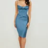 Myrna Aegean Blue korsett-midikjole