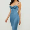 Myrna Aegean Blue korsett-midikjole