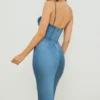 Myrna Aegean Blue korsett-midikjole