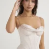 Myrna Crystal Satin Korsett Midi-kjoler