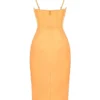 Myrna Tangerine Satin Korsetter Midi Kjoler