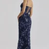 Naima Navy håndbrodert korsetter-maxidress