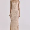 Naima Peach håndbrodert korsetter-maxidress – begrenset utgave