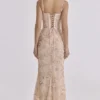 Naima Peach håndbrodert korsetter-maxidress – begrenset utgave