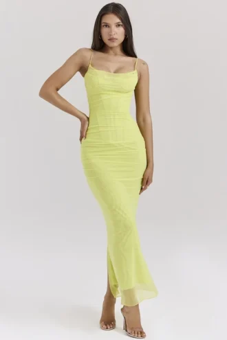 Nalini Acid Lime korsetter-maxidress