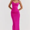 Nalini Fuchsia Stretch Mesh Maxi Kjoler