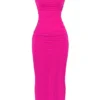 Nalini Fuchsia Stretch Mesh Maxi Kjoler