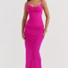 Nalini Fuchsia Stretch Mesh Maxi Kjoler