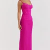 Nalini Fuchsia Stretch Mesh Maxi Kjoler