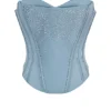 Nastassia Cool Blue Embellished Satin Korsetter