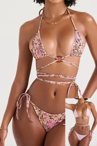 Naxos Blossom vendbar halterneck-bikinieropp