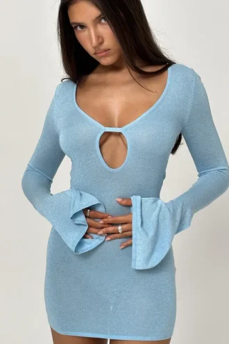 Noya Ocean Blue strikket minikjole