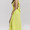 Olessia Acid Lime ryggløs halterneck-maxidress