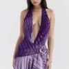 Olessia Orchid ryggløs halterneck-maxi-kjole