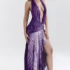 Olessia Orchid ryggløs halterneck-maxi-kjole