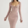 Ophelia Blush Cutout Midi-kjoler