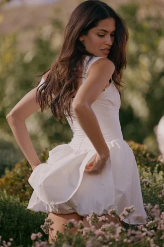 Ophelia hvit bomullsminikjole med Bloomers