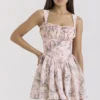 Ophelia rosa kjole med båndmønster og Bloomers