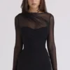 Orelia svart drapert mesh-bodys