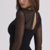 Orelia svart drapert mesh-bodys