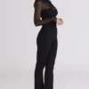 Orelia svart drapert mesh-bodys