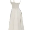 Paloma Vintage kremfarget satengplissert midikjole