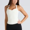 Peekaboo Ivory Halter Neck Korsetter Top