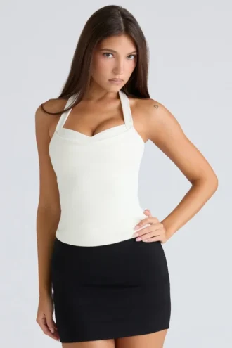 Peekaboo Ivory Halter Neck Korsetter Top