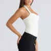 Peekaboo Ivory Halter Neck Korsetter Top