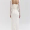 Perdi Vintage elfenbensfarget sateng-maxi-kjole