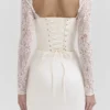 Perdi Vintage elfenbensfarget sateng-maxi-kjole