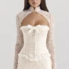 Perdita Ivory Metallic Jacquard-korsetter og Boleroer
