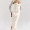 Perdita Ivory Metallic Jacquard-korsetter og Boleroer