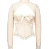 Perdita Ivory Metallic Jacquard-korsetter og Boleroer