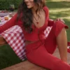 Perla Cherry ribbestrikket topp